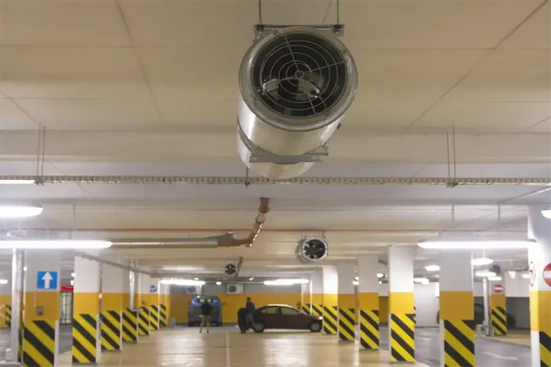 تصویری از انواع سیستم تهویه و تخلیه دود پارکینگ